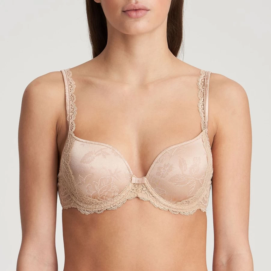 Wix Marie Jo Sylvia Heart Shape Bra in Glossy Sand - Comfortable Lace Underwire Push Up Bra for Women